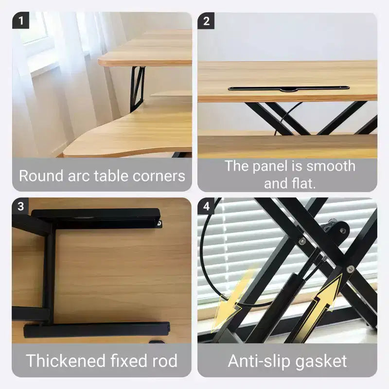 Height Adjustable Desk End Table Converter Sit Stand Workstation for Home Office Dual Monitor Laptop, Black, 32*16.5*26