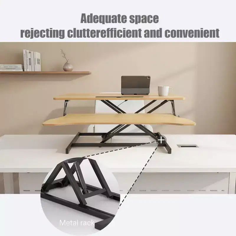 Height Adjustable Desk End Table Converter Sit Stand Workstation for Home Office Dual Monitor Laptop, Black, 32*16.5*26