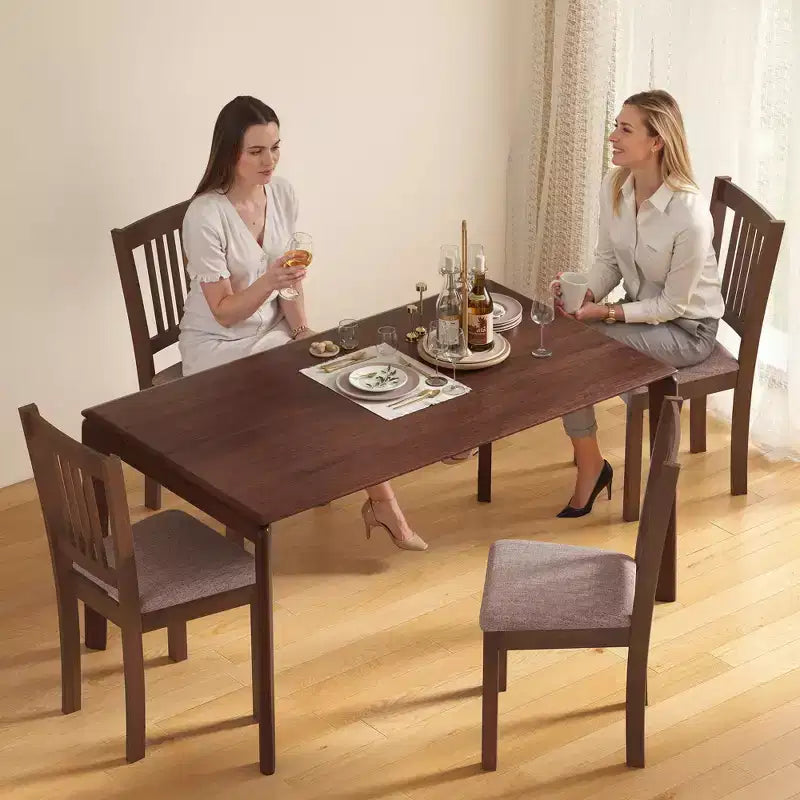 Modern Dining Chairs, Linen Fabric Upholstered Kitchen Chairs with Rubberwood Legs for Dining Room, Living Room