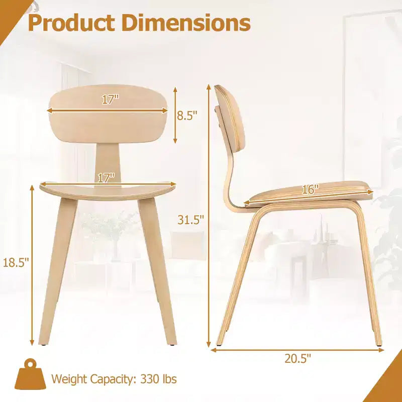 Modern Dining Chair w/Wide Seat & Curved Backrest Adjustable Foot Pads