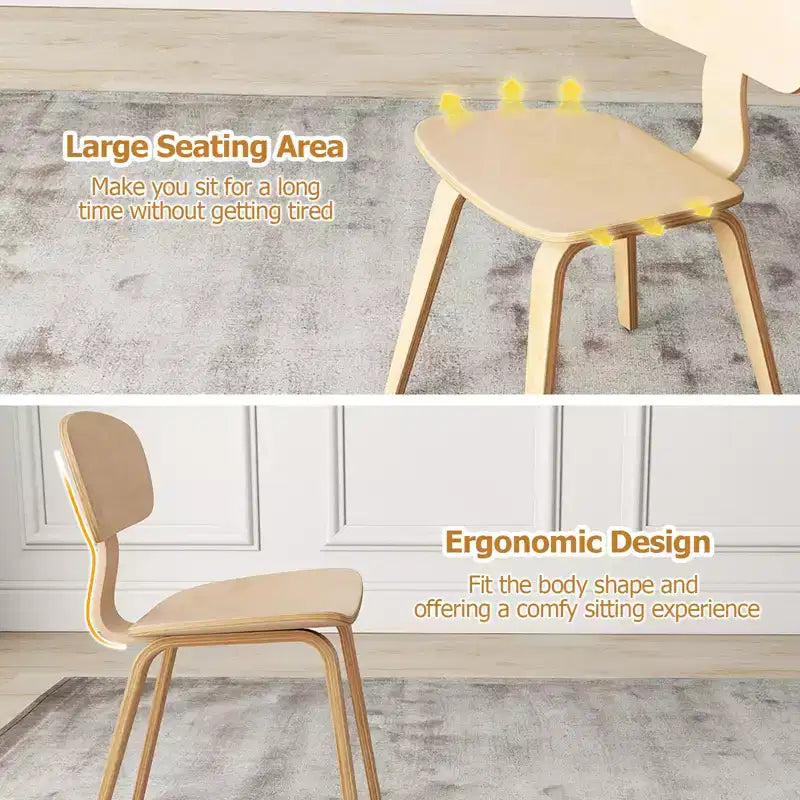 Modern Dining Chair w/Wide Seat & Curved Backrest Adjustable Foot Pads