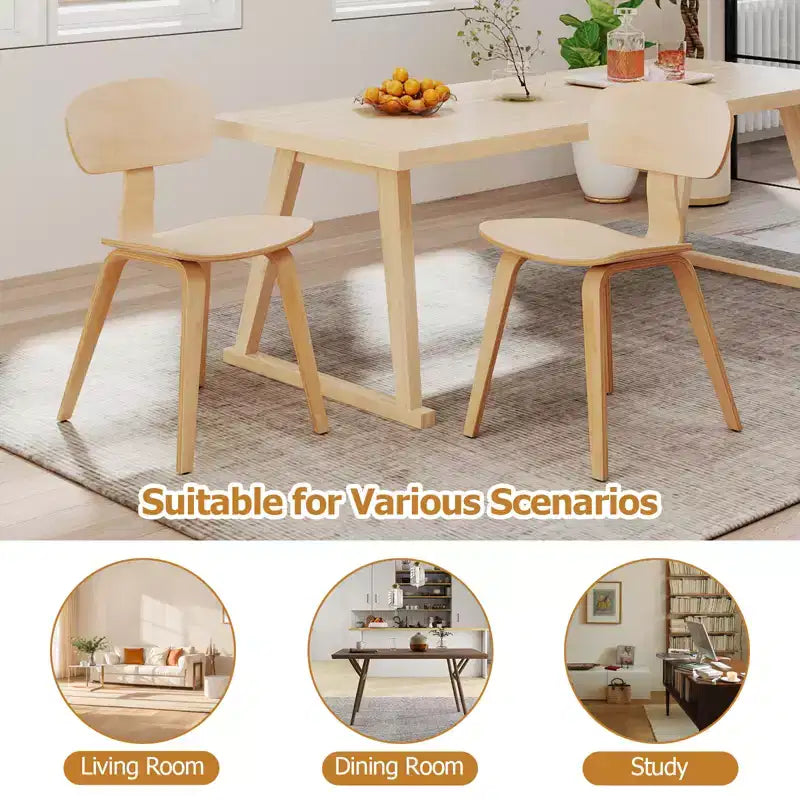 Modern Dining Chair w/Wide Seat & Curved Backrest Adjustable Foot Pads