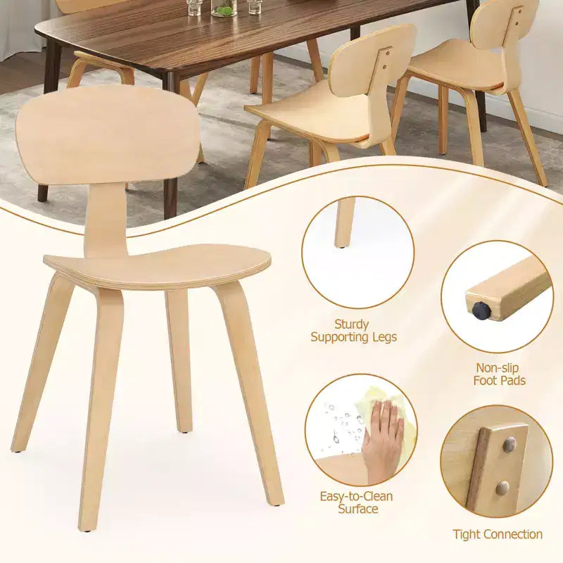 Modern Dining Chair w/Wide Seat & Curved Backrest Adjustable Foot Pads