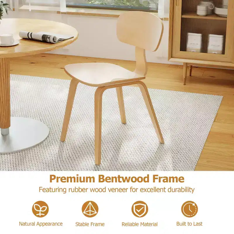 Modern Dining Chair w/Wide Seat & Curved Backrest Adjustable Foot Pads