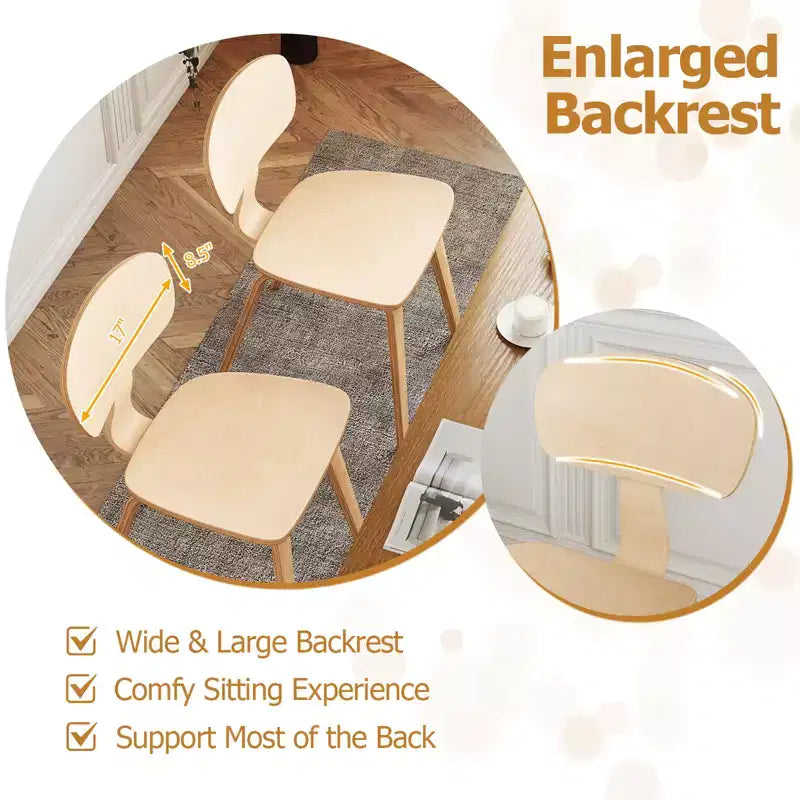 Modern Dining Chair w/Wide Seat & Curved Backrest Adjustable Foot Pads