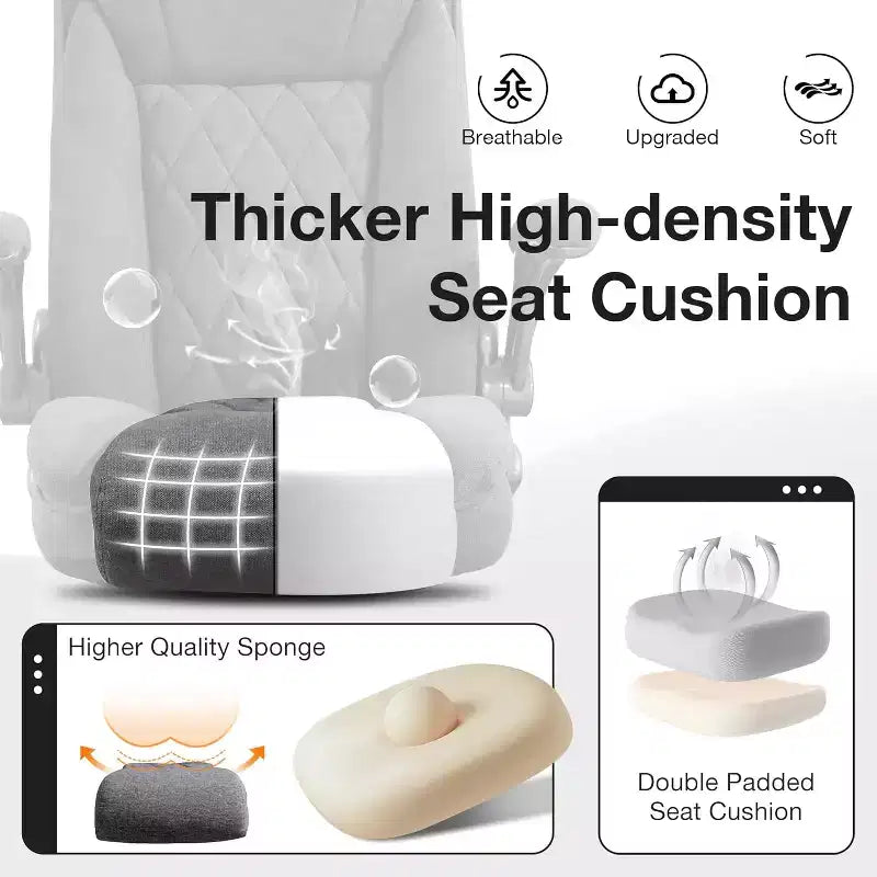 Fabric Office Chair 400lbs High Back Executive Computer Desk Chair with Flip Up Armrest