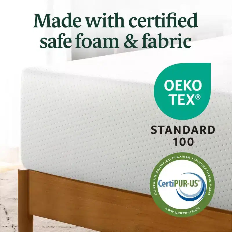 12 Inch Queen Green Tea Memory Foam Mattress, Medium Firm Feel, Zoned Pressure Relief, Certified Safe Foams & Fabric, Mattress in A Box
