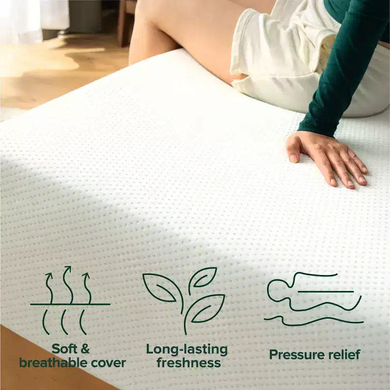 12 Inch Queen Green Tea Memory Foam Mattress, Medium Firm Feel, Zoned Pressure Relief, Certified Safe Foams & Fabric, Mattress in A Box
