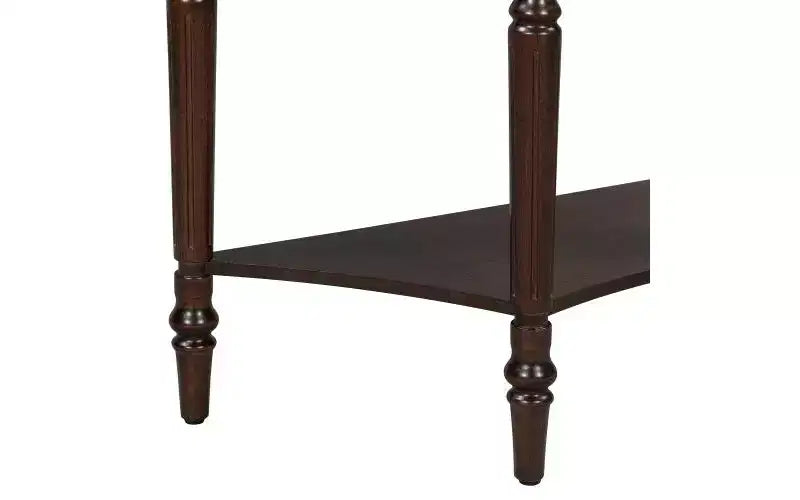 Farmhouse Half-Moon Console Table with Drawers and Shelves Rustic Side Table, Sofa Table for Living Room Rich Coffee Brown