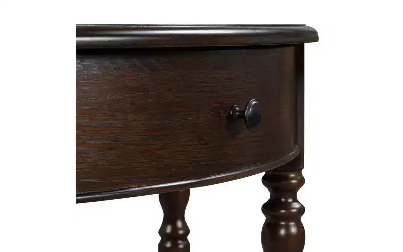 Farmhouse Half-Moon Console Table with Drawers and Shelves Rustic Side Table, Sofa Table for Living Room Rich Coffee Brown