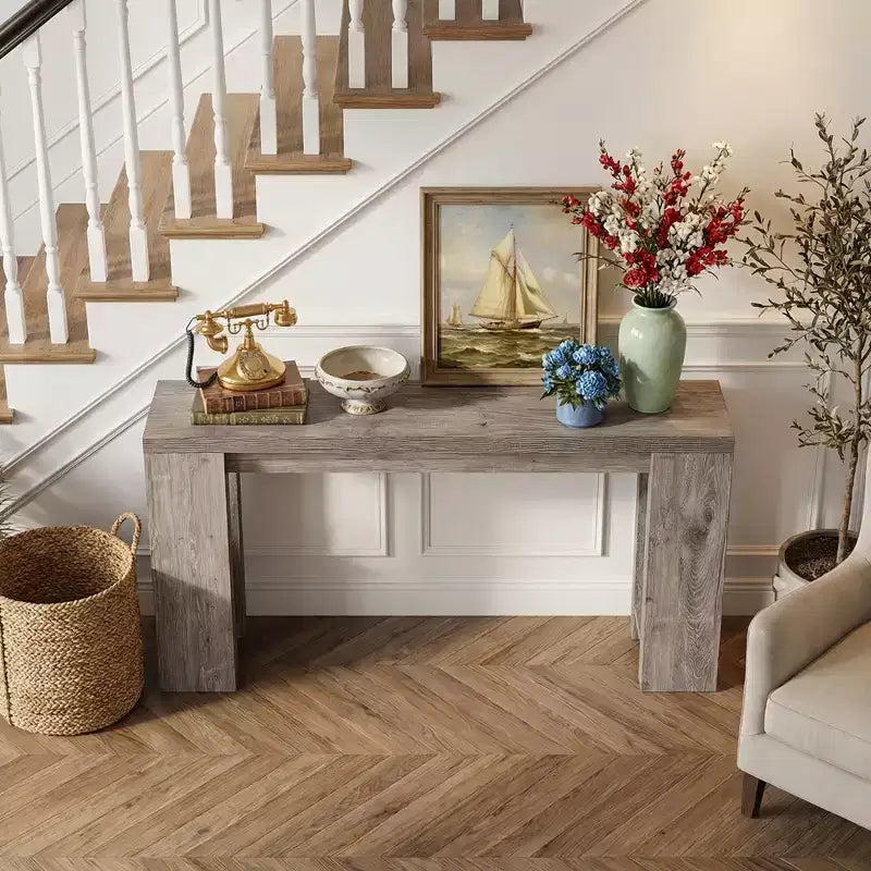 70.9-Inch Wood Console Table, Farmhouse Entryway Sofa Table