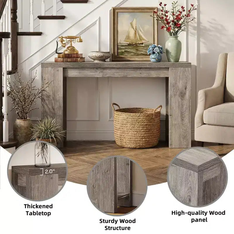 70.9-Inch Wood Console Table, Farmhouse Entryway Sofa Table