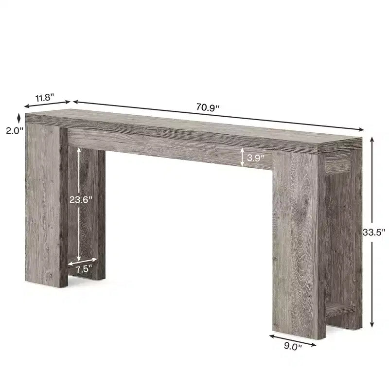 70.9-Inch Wood Console Table, Farmhouse Entryway Sofa Table