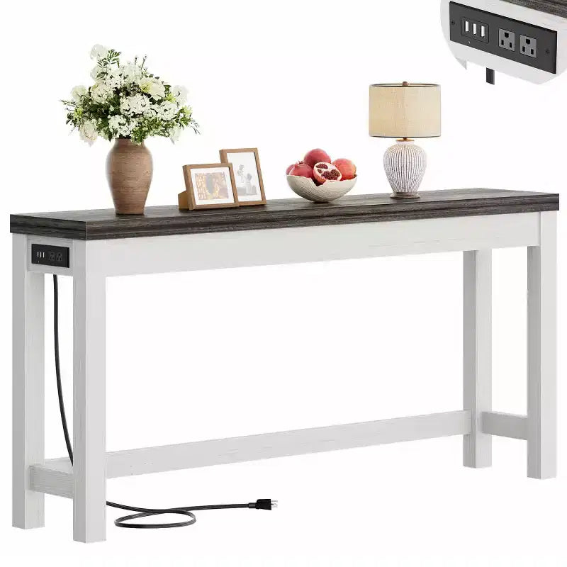 63-In Console Tables with Charging Station, Entryway Table