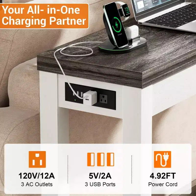 63-In Console Tables with Charging Station, Entryway Table