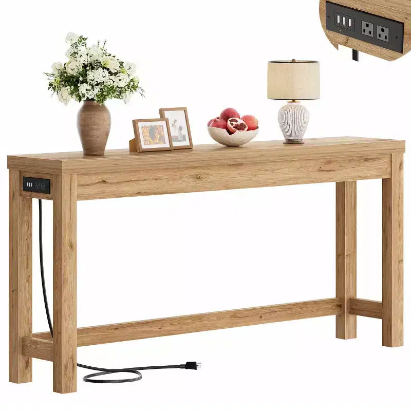 63-In Console Tables with Charging Station, Entryway Table