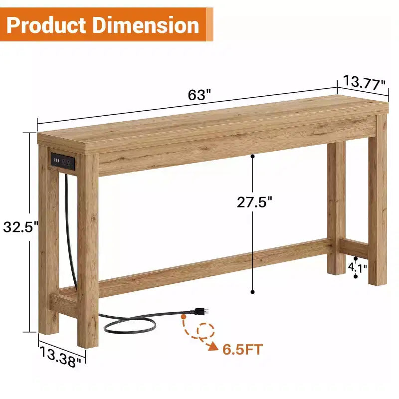 63-In Console Tables with Charging Station, Entryway Table