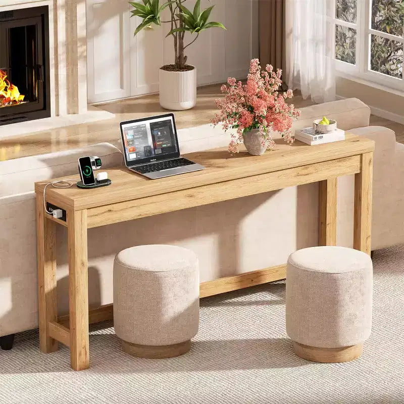 63-In Console Tables with Charging Station, Entryway Table