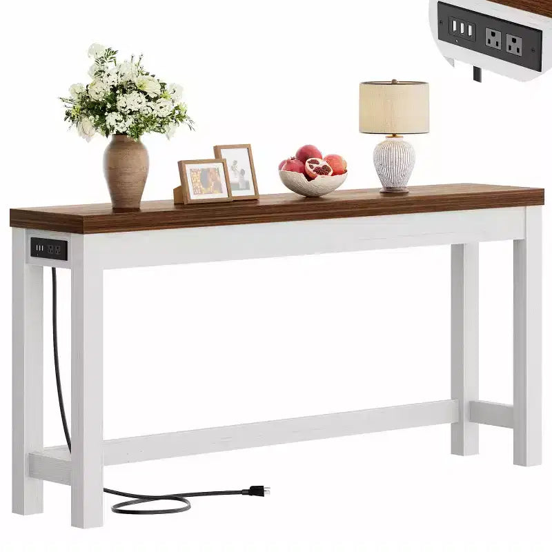 63-In Console Tables with Charging Station, Entryway Table