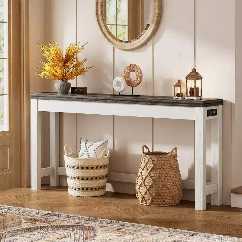 63-In Console Tables with Charging Station, Entryway Table