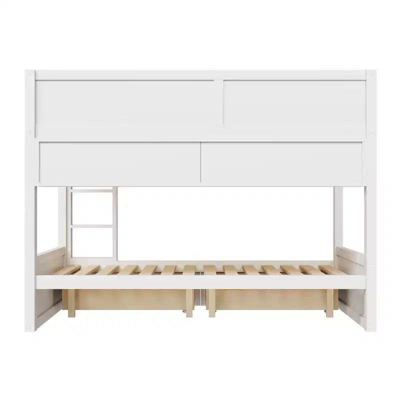 Full XL over Full XL Bunk Bed with Storage Cabinets and 2 Drawers