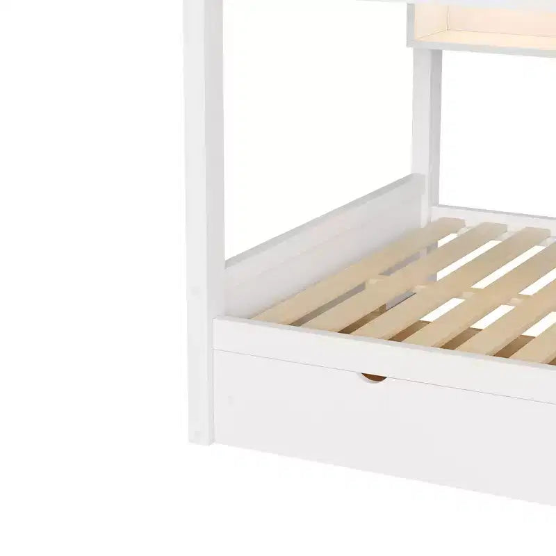 Full XL over Full XL Bunk Bed with Storage Cabinets and 2 Drawers