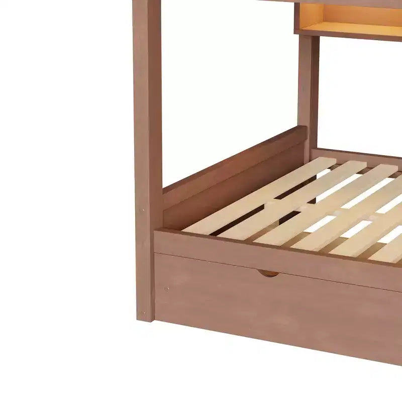 Full XL over Full XL Bunk Bed with Storage Cabinets and 2 Drawers