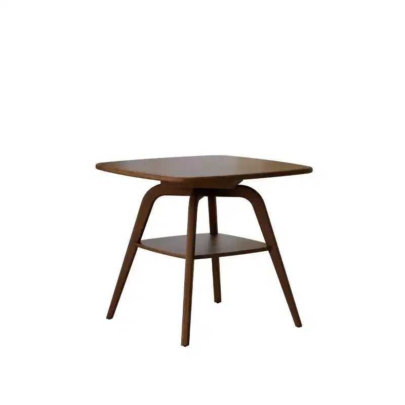 Mid-Century Modern Square Wooden Dining Table with Storage Shelf, Solid Wood Legs Small Dining Room Table or Coffee Table