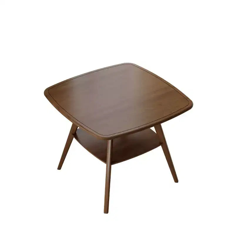 Mid-Century Modern Square Wooden Dining Table with Storage Shelf, Solid Wood Legs Small Dining Room Table or Coffee Table