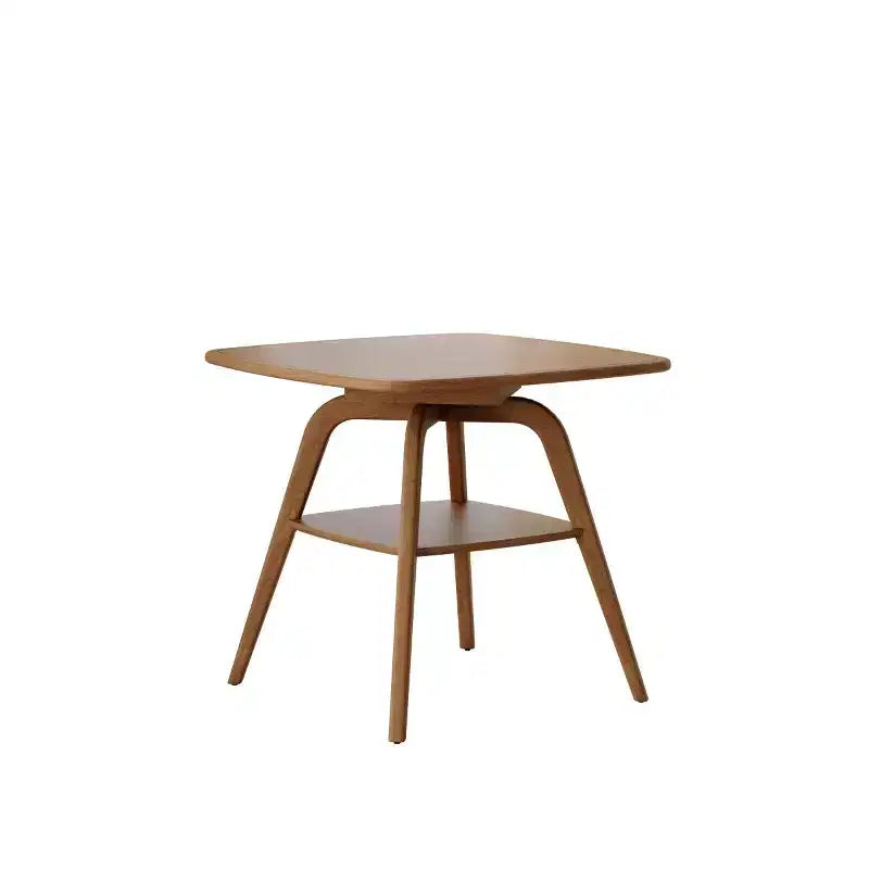 Mid-Century Modern Square Wooden Dining Table with Storage Shelf, Solid Wood Legs Small Dining Room Table or Coffee Table
