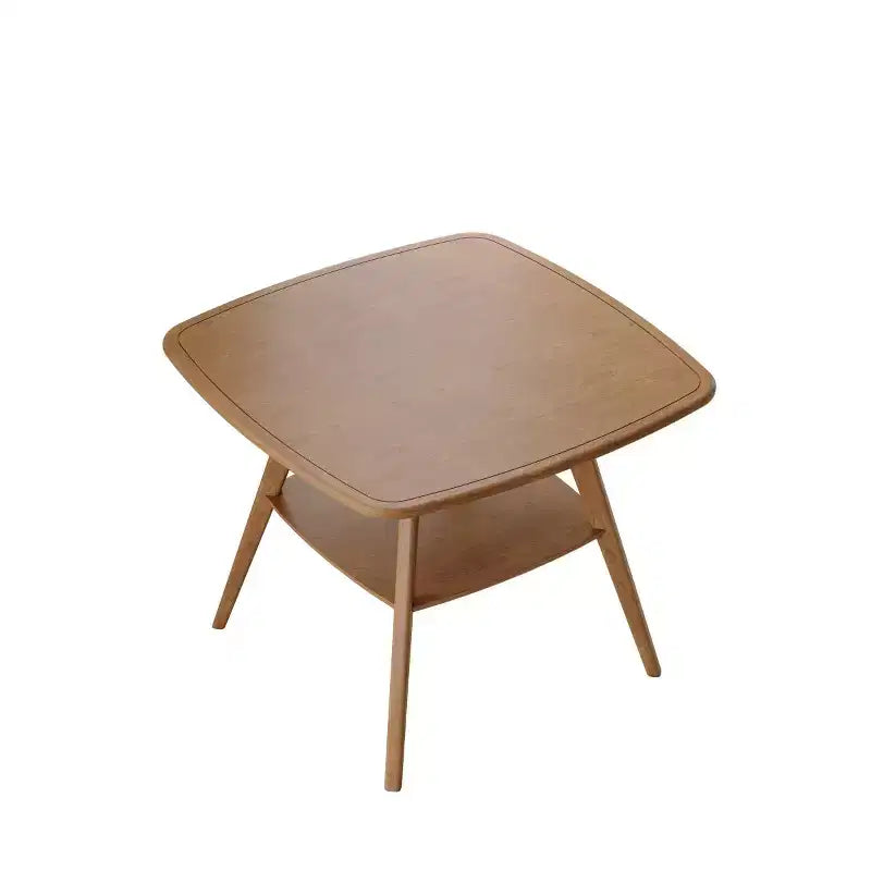 Mid-Century Modern Square Wooden Dining Table with Storage Shelf, Solid Wood Legs Small Dining Room Table or Coffee Table
