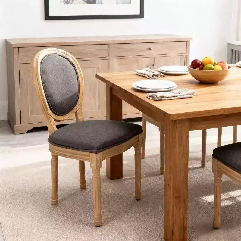 Upholstered Round Back Dining Chairs with Solid Wood Frame