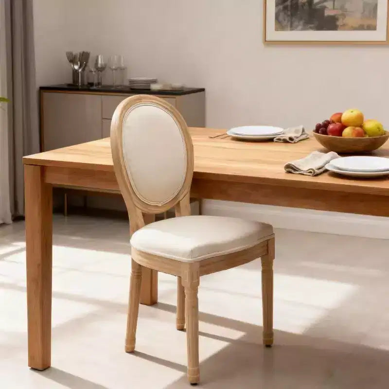 Upholstered Round Back Dining Chairs with Solid Wood Frame