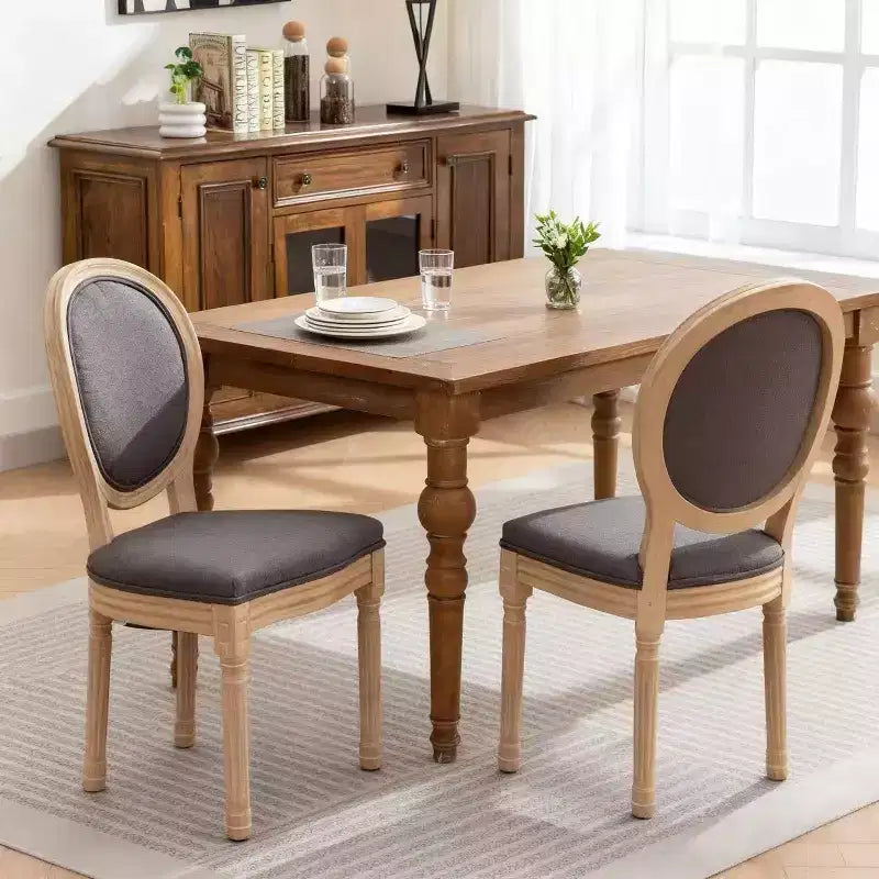 Upholstered Round Back Dining Chairs with Solid Wood Frame