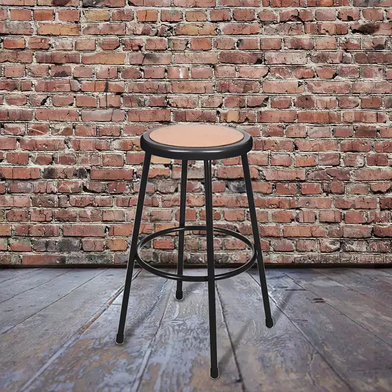 30" Heavy Duty Steel Barstools Black - : No Assembly, Masonite Seat, 300lb Capacity