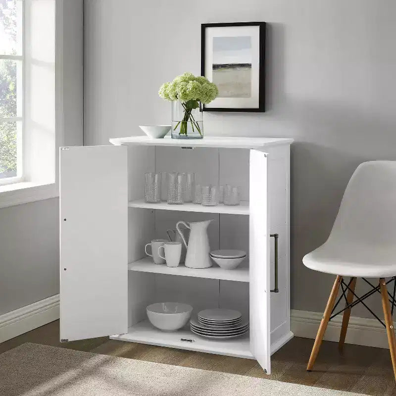 Bartlett Stackable Storage Pantry White - : Coastal Style, 3 Adjustable Shelves, MDF Wood Veneer, Anti-Tip Hardware