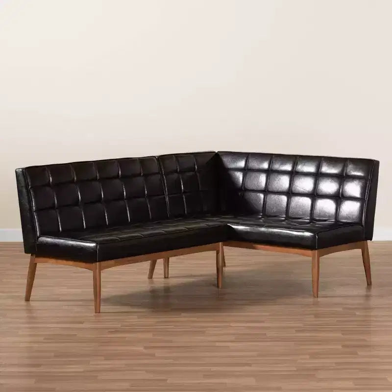 2pc Sanford Wood Dining Nook Banquette Brown