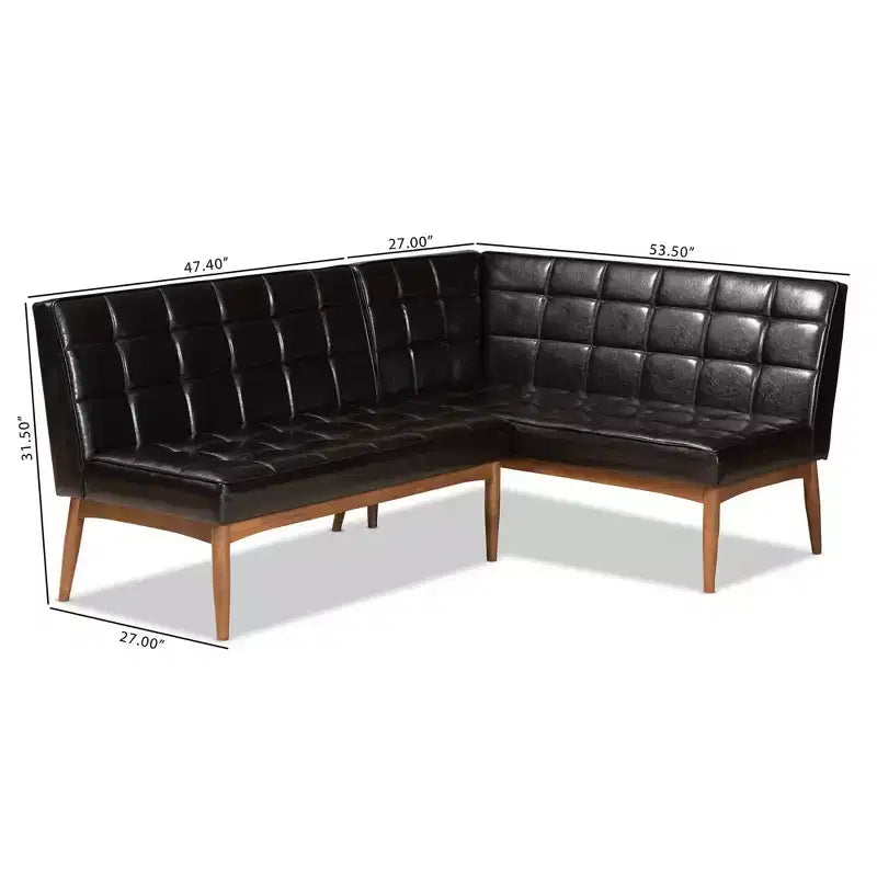 2pc Sanford Wood Dining Nook Banquette Brown
