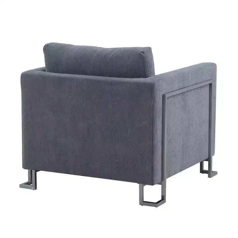 Heritage Fabric Upholstered Accent Chair:, Sturdy Frame, Metal Legs, Includes Toss Pillow