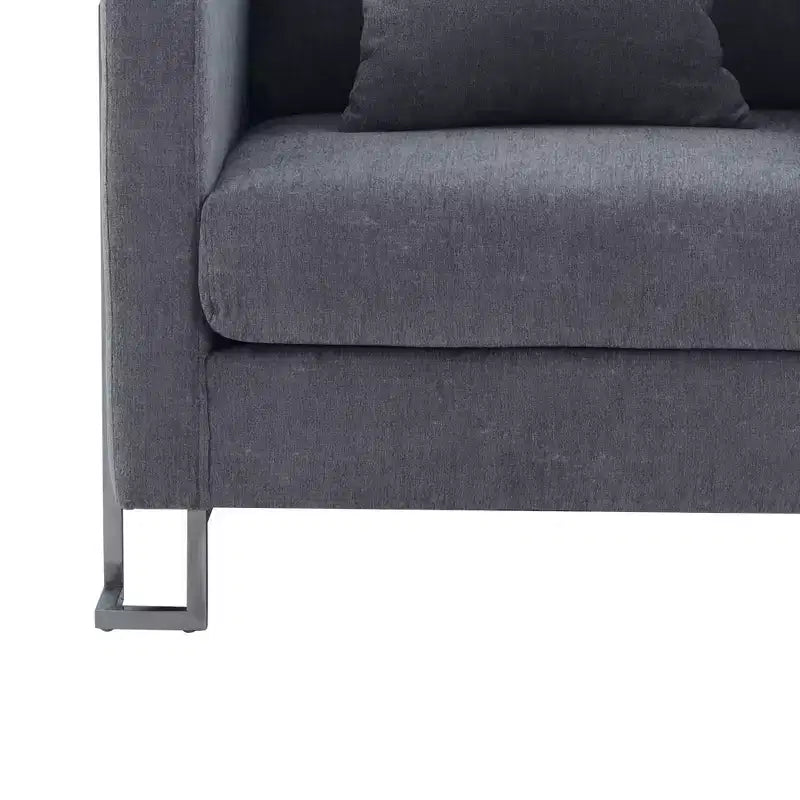 Heritage Fabric Upholstered Accent Chair:, Sturdy Frame, Metal Legs, Includes Toss Pillow