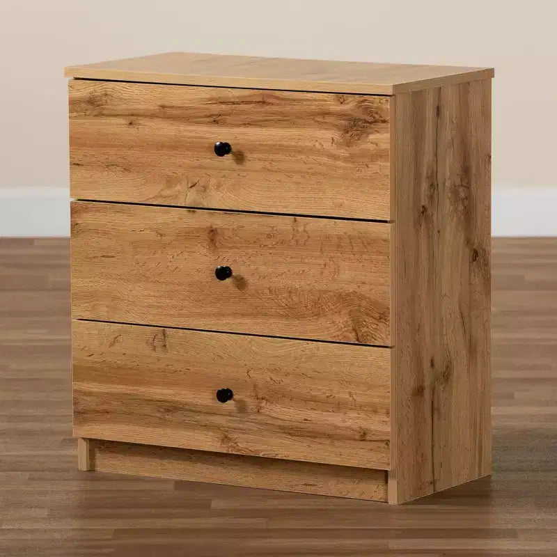 Decon Wood 3 Drawer Storage Chest Oak Brown -: Elegant Universal Storage Solution