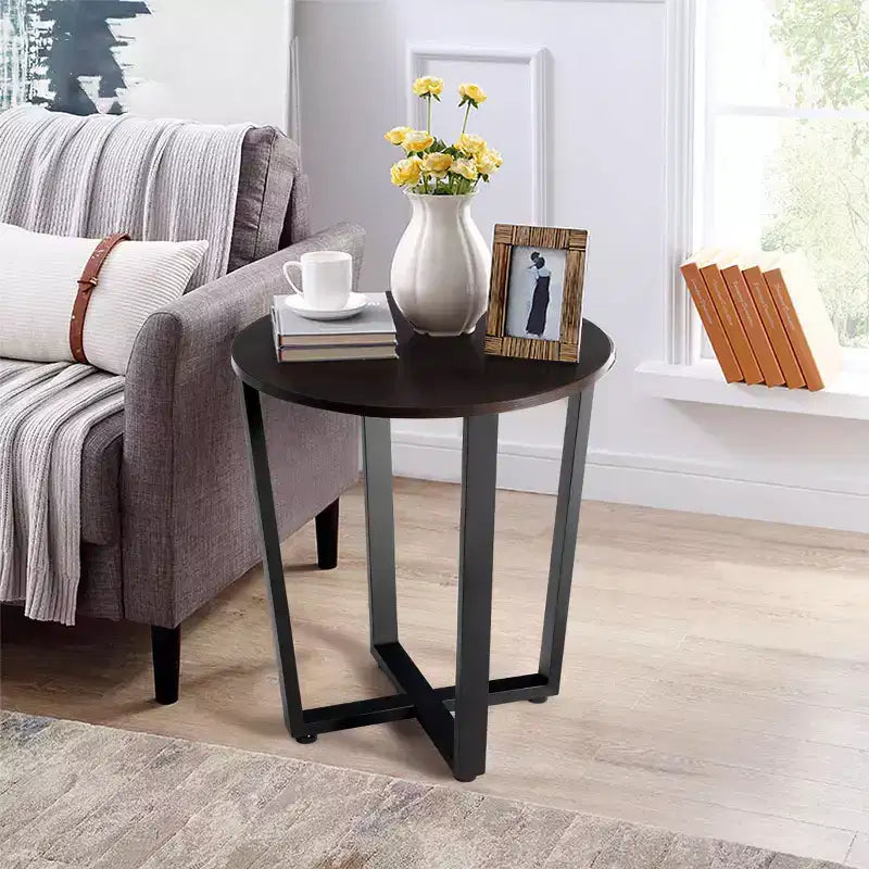 Industrial End Table Sofa Side Table Nightstand Storage Shelf