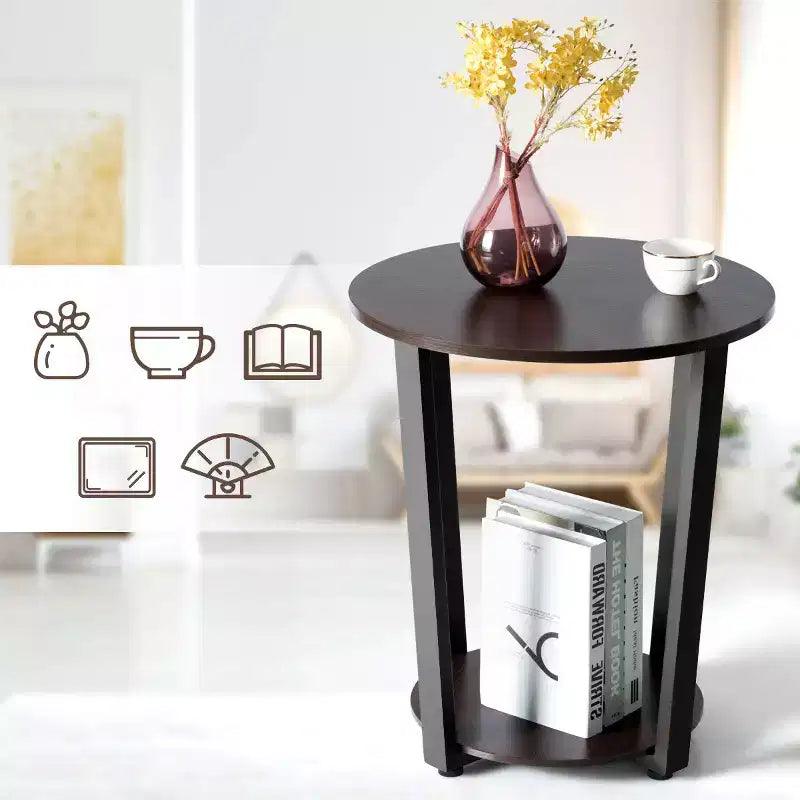 Industrial End Table Sofa Side Table Nightstand Storage Shelf