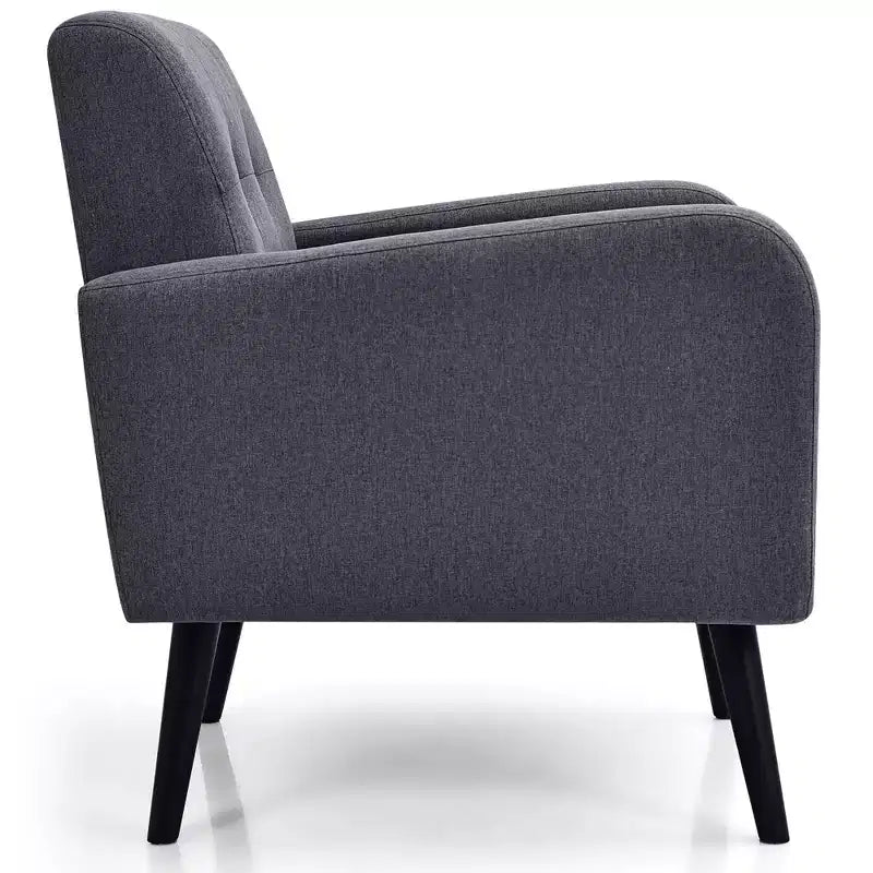 Mid Century Accent Chair Fabric Arm Chair Single Sofa w/Rubber Wood Legs Blue\Grey
