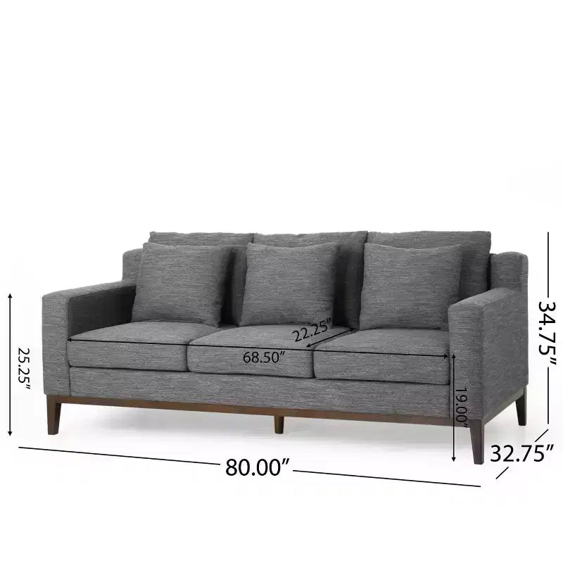 Elliston Contemporary Fabric 3 Seater Sofa with Accent Pillows