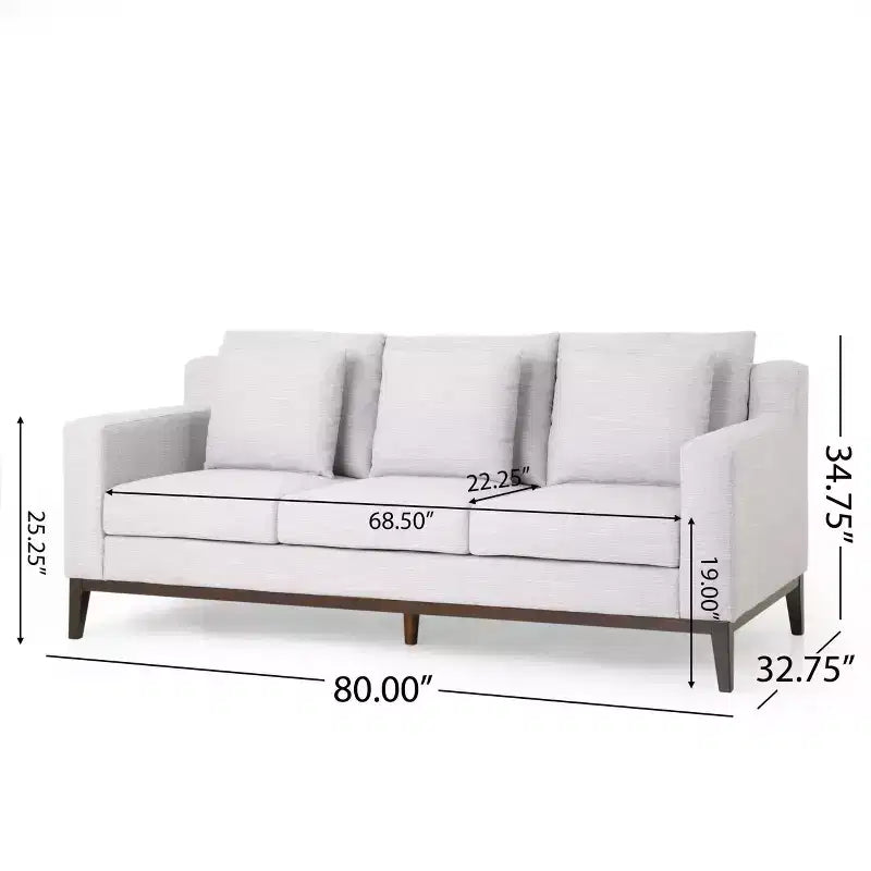 Elliston Contemporary Fabric 3 Seater Sofa with Accent Pillows