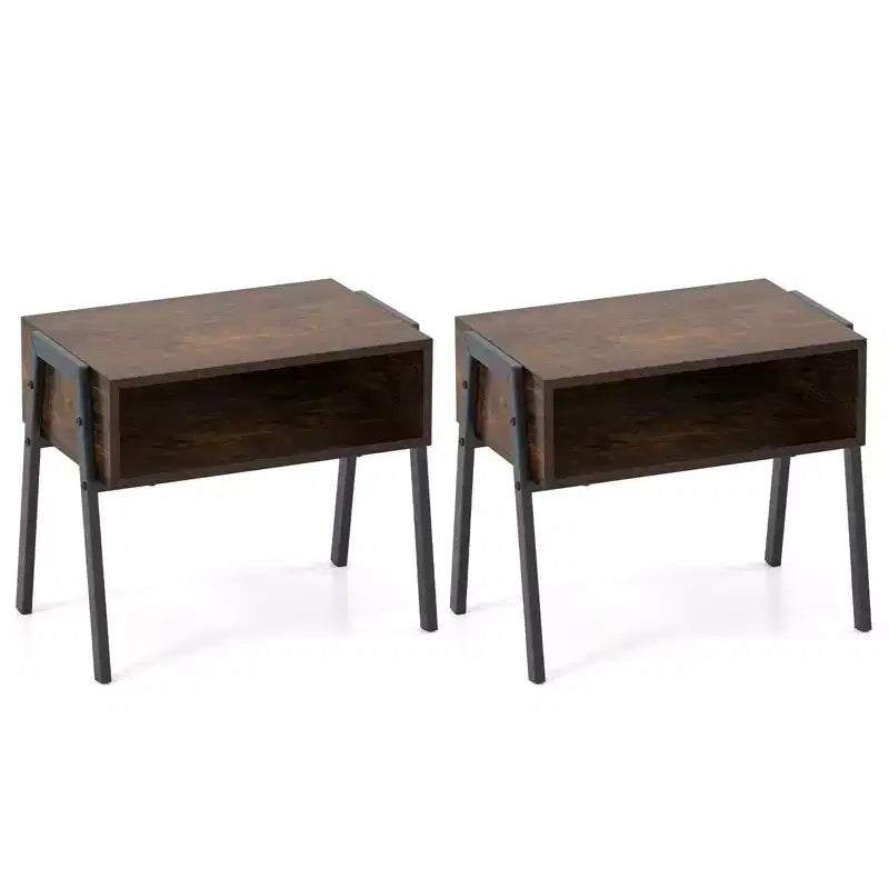 Nightstand Stackable End Tables with Storage Compartment