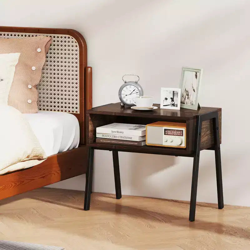 Nightstand Stackable End Tables with Storage Compartment