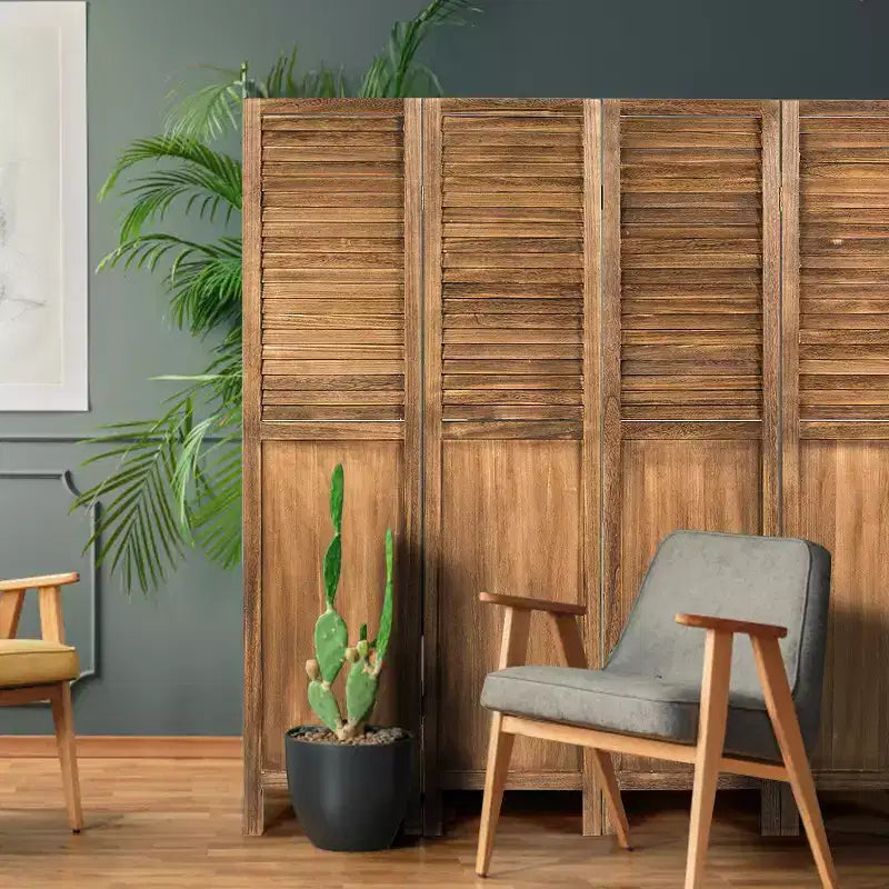 4 Panel Folding Privacy Room Divider Screen Home Furniture 5.6 Ft Tall Brown