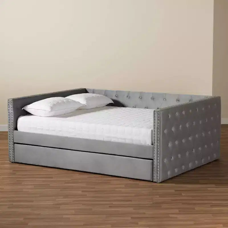 Larkin Velvet Fabric Upholstered Daybed with Trundle